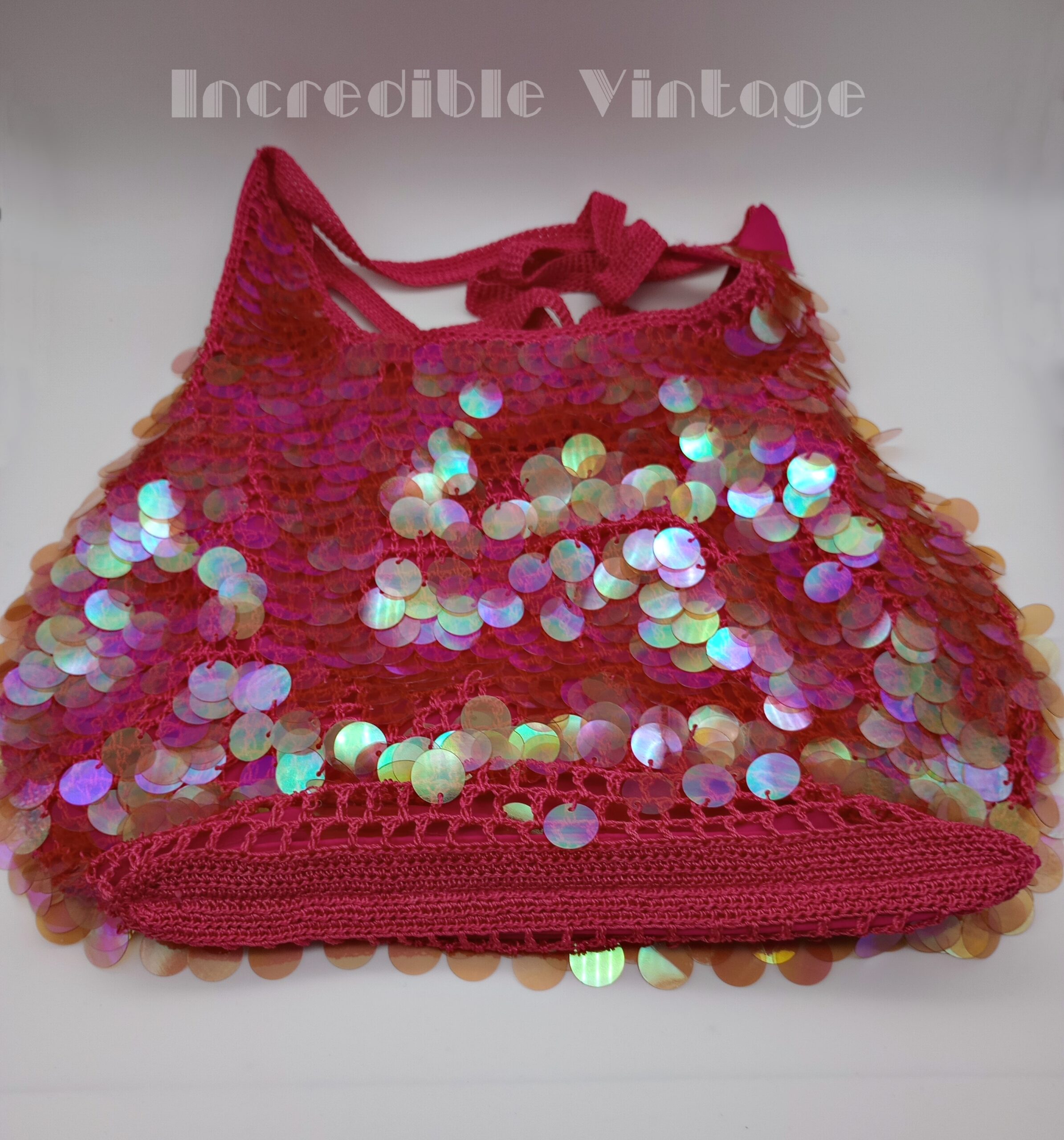 Y2K Style Orange Crochet Sequin Bag – Sofia Nova Vintage